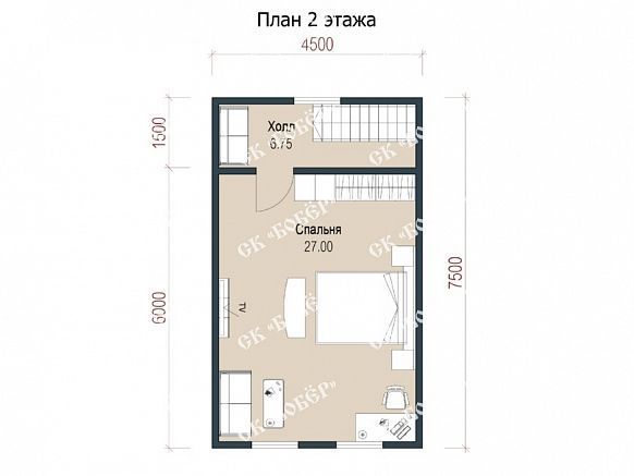 Дом из бруса 7.5х7.5. фото