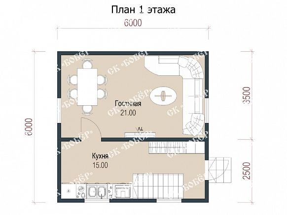 Дачный дом из бруса 6х6. фото